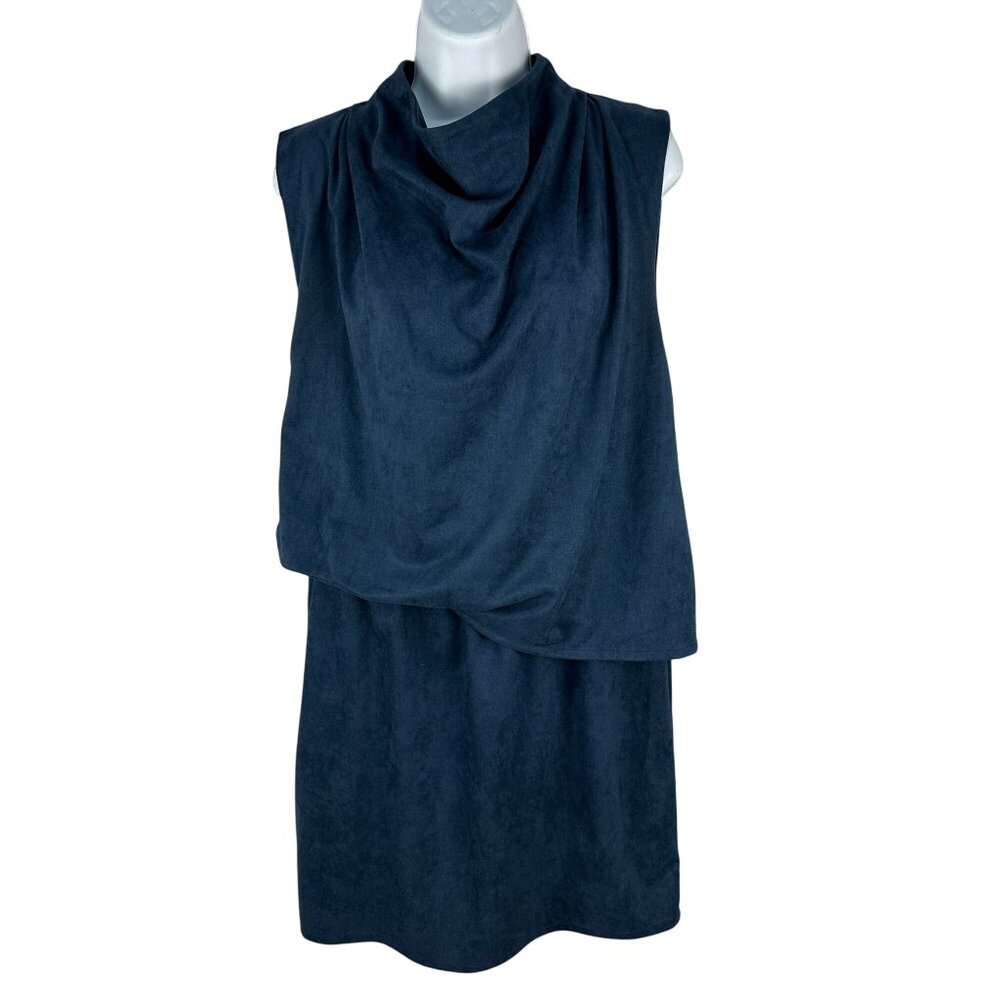 TCEC Womens Sleeveless Draped Cowl Neck Dress Large Polyester Blue Size L